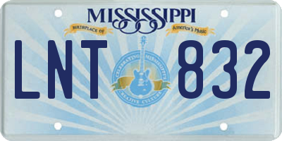 MS license plate LNT832