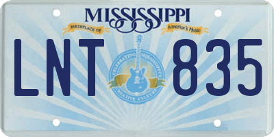MS license plate LNT835