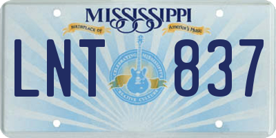 MS license plate LNT837