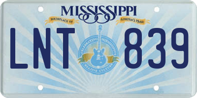 MS license plate LNT839