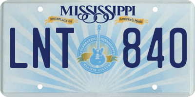 MS license plate LNT840