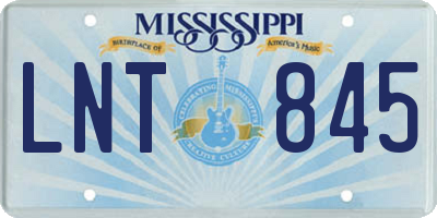 MS license plate LNT845