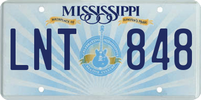 MS license plate LNT848