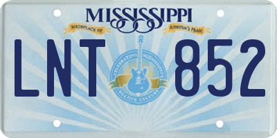 MS license plate LNT852