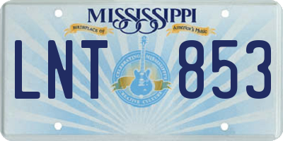 MS license plate LNT853