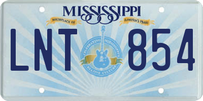 MS license plate LNT854