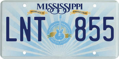 MS license plate LNT855