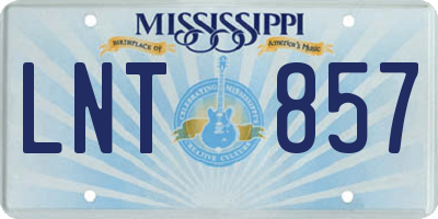 MS license plate LNT857