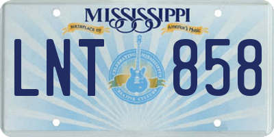 MS license plate LNT858