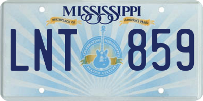 MS license plate LNT859