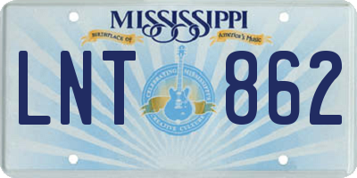 MS license plate LNT862