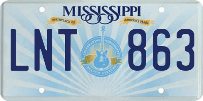 MS license plate LNT863
