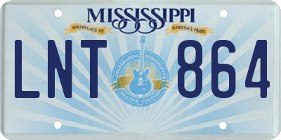 MS license plate LNT864