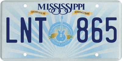 MS license plate LNT865
