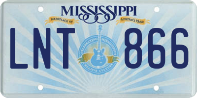 MS license plate LNT866