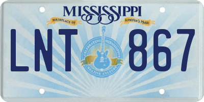 MS license plate LNT867