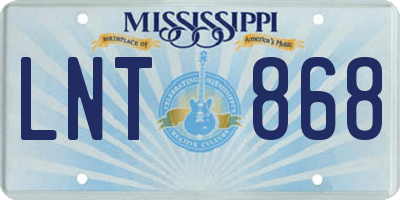 MS license plate LNT868