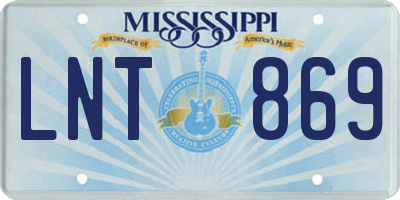 MS license plate LNT869