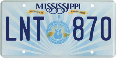 MS license plate LNT870