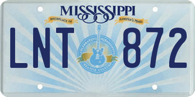 MS license plate LNT872