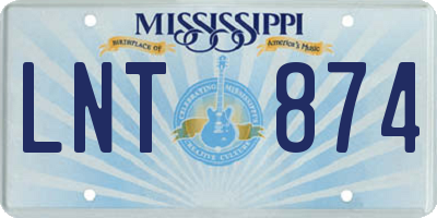 MS license plate LNT874