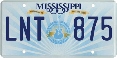 MS license plate LNT875