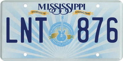 MS license plate LNT876