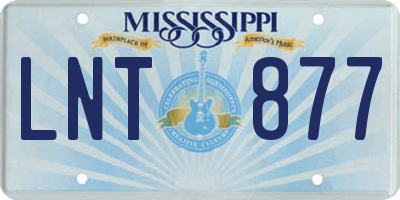 MS license plate LNT877