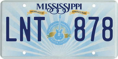 MS license plate LNT878