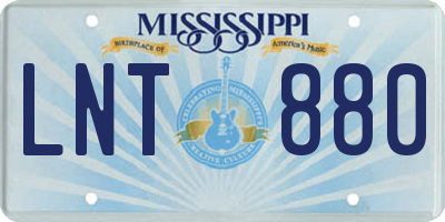 MS license plate LNT880