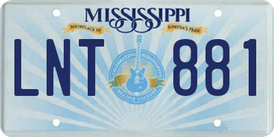 MS license plate LNT881