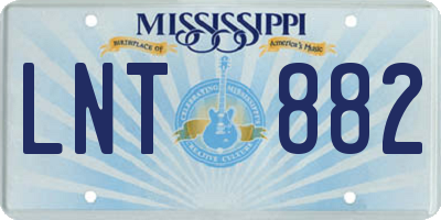 MS license plate LNT882