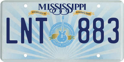 MS license plate LNT883