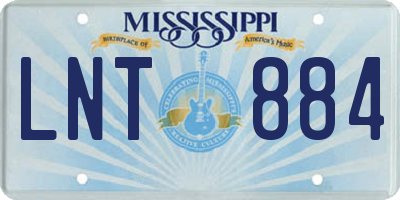 MS license plate LNT884