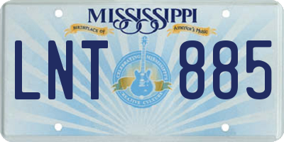 MS license plate LNT885