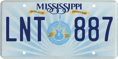 MS license plate LNT887
