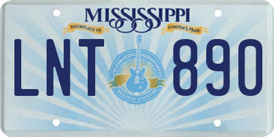 MS license plate LNT890