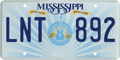 MS license plate LNT892