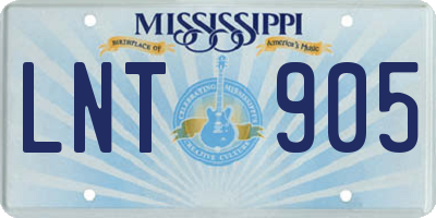 MS license plate LNT905