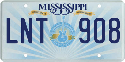 MS license plate LNT908
