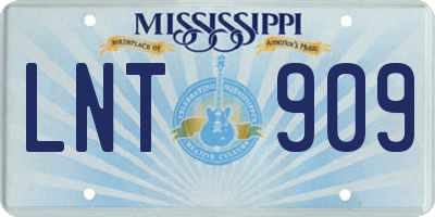 MS license plate LNT909