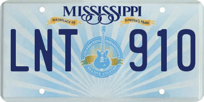 MS license plate LNT910