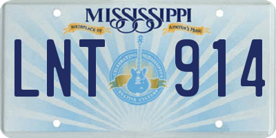 MS license plate LNT914