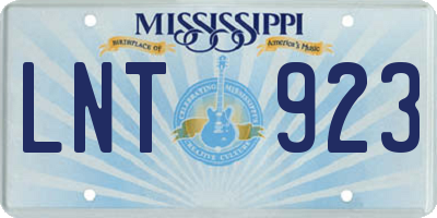 MS license plate LNT923