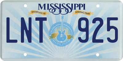 MS license plate LNT925