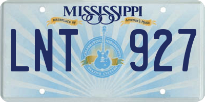 MS license plate LNT927