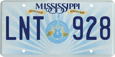 MS license plate LNT928