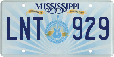 MS license plate LNT929