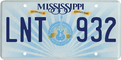 MS license plate LNT932