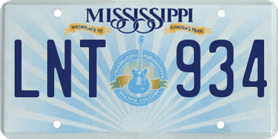 MS license plate LNT934